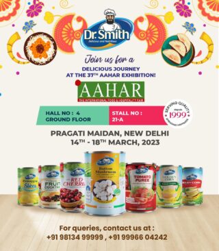 Attention foodies ! Are you looking for a way to eat healthy, even on the go? Look no further than the 37th Aahar Exhibition, where Dr. Smith and their team will be showcasing their farm-to-can products. Their fruits and vegetables are picked at the peak of freshness and canned within hours, preserving their nutrients and flavor. Come taste the difference for yourself!
.
.
#cannedfoods  #foodexhibition #aaharexhibition #aaharexhibition2023 #pragatimaidan #newdelhi #foodie #drsmith